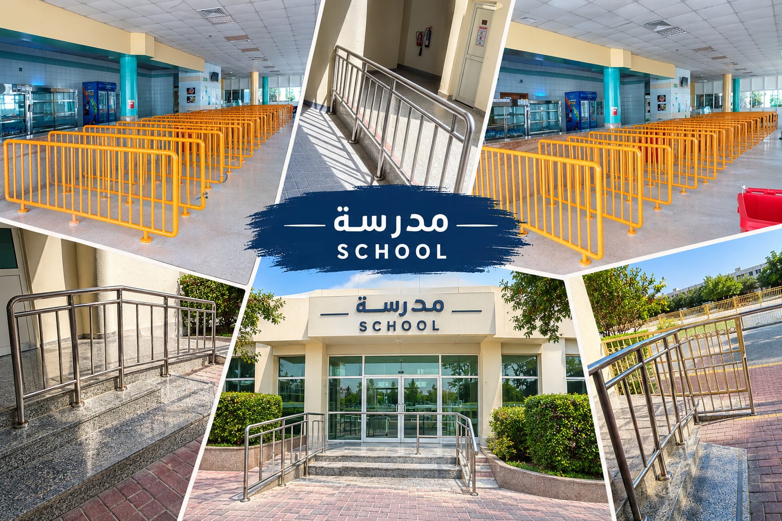 أعمال معدنية لمدرسة — حواجز أمان ودرابزين ستانلس ستيل